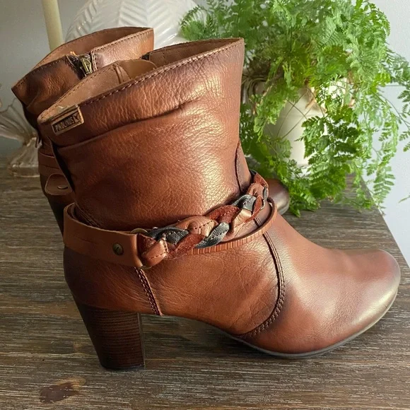 PIKOLINOS Verona Leather Zip Block Heel Boots W5C-8576 Women 41 US 10.5-11 Brown - Picture 2 of 15